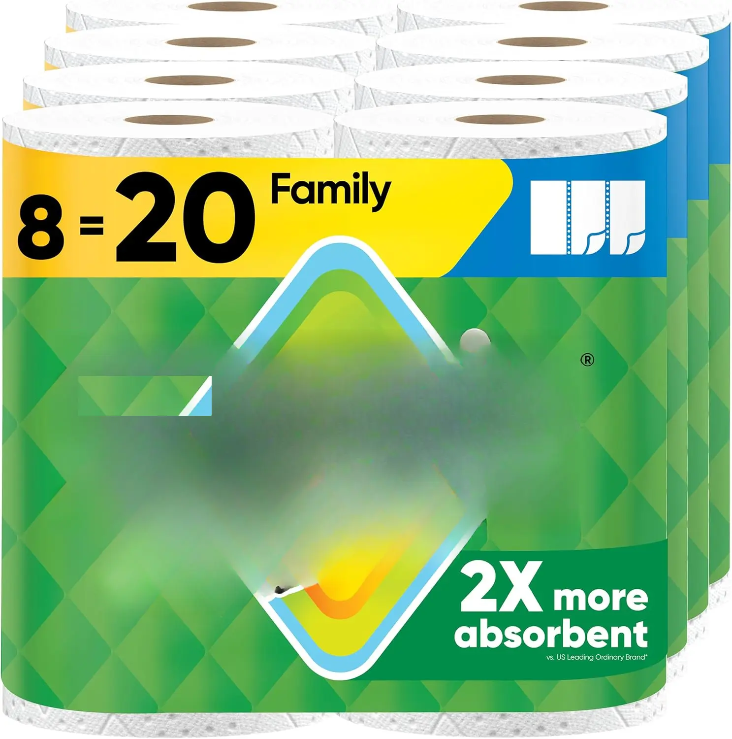 Quick Size White Paper Towels, 8 Family Rolls, Highly Absorbent for Everyday Cleaning