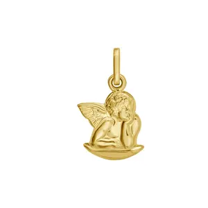 14K Yellow Gold Angel Charm Pendant – Polished Solid Gold, 0.4g