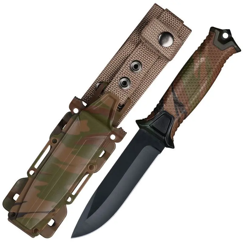 Outdoor Knife Fixed Blade Knife with Sheath Multifunctional Translucent Blue Hiking Knife for Men Survival Equipment Set Survival Tools pocket knives for men bear spray