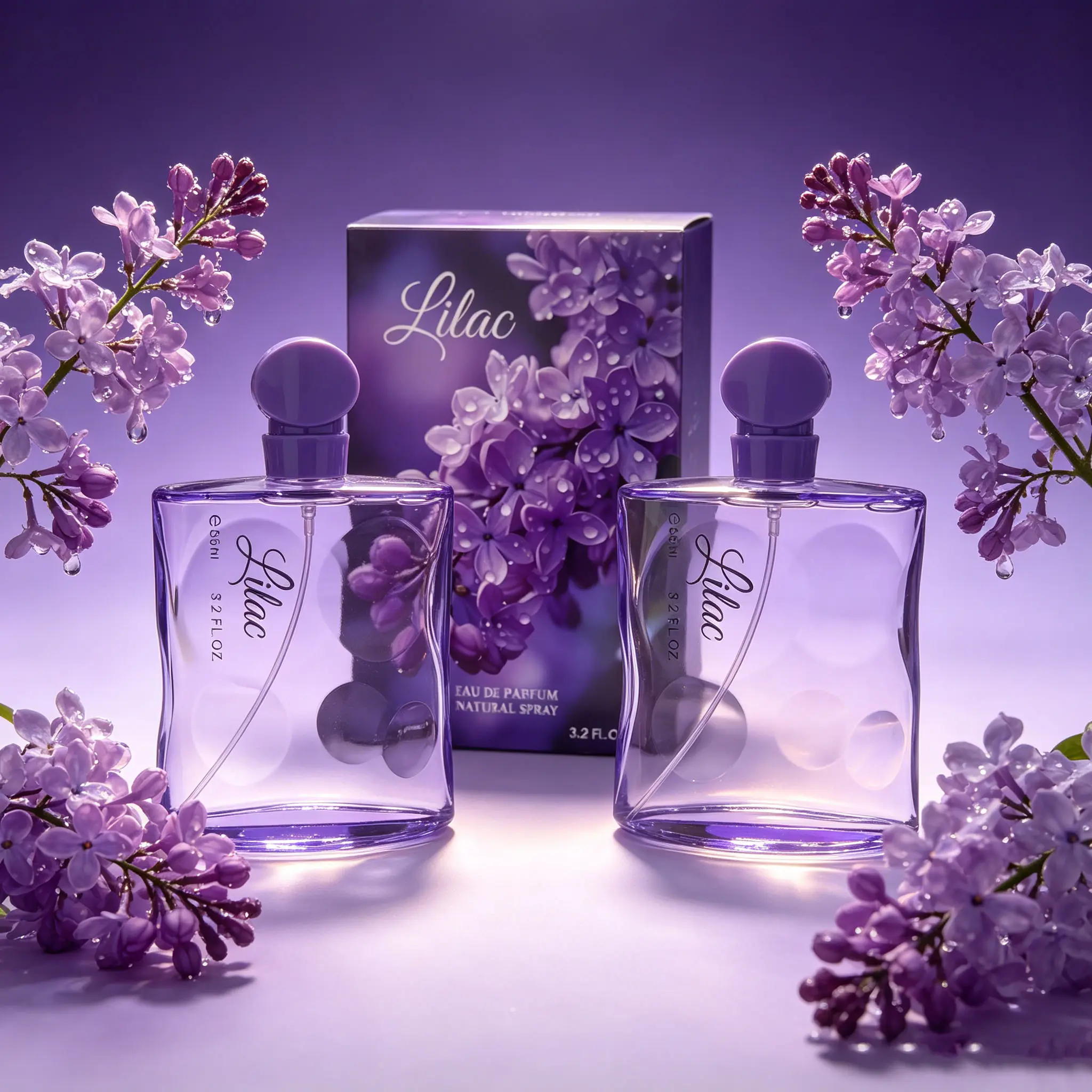 2 Pack Premium Lilac Fragrance 95ml/3.2fl.oz - Unique Floral Scent Non-Clashing, Elegant Perfume for Women Teens, Perfect Gift for Valentine's Day