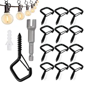 25 Pcs Rhombus Screw Hooks with Safety Lock, Metal Hanging Hooks for Wall, Plants, Cups, Wind Chimes, Bird Feeders, Flower Pots, Curtains, Ropes