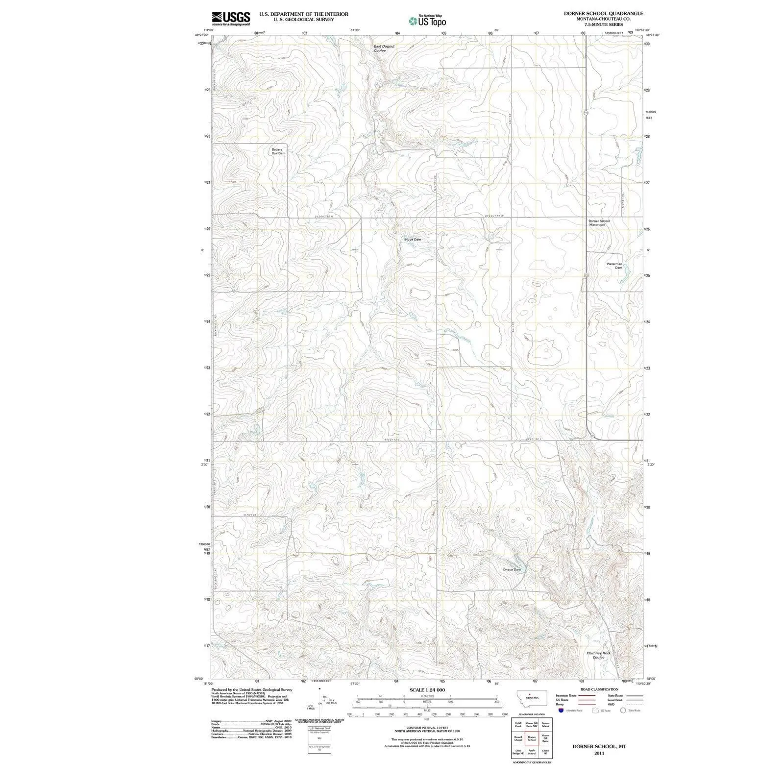 Dorner School Montana USGS Topographic Quadrangle Map, 2011, 1:24000