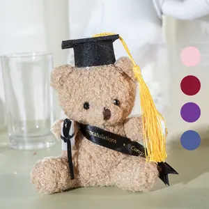 Mini Graduation Bear, Plush Teddy Bear with Cap, Ribbon, and Diploma, Perfect Gift for Graduation Party, Memorial Gift for Men and Women