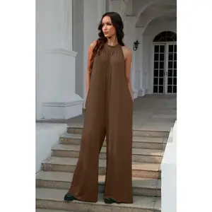 Double Take Tie Back Cutout Sleeveless Jumpsuit (S-3XL)
