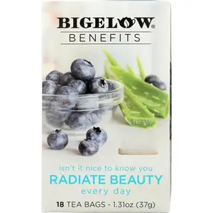 Bigelow Benefits Blueberry & Aloe Herbal Tea 18 Tea Bags 1.31 Ounce Radiate Beauty Everyday