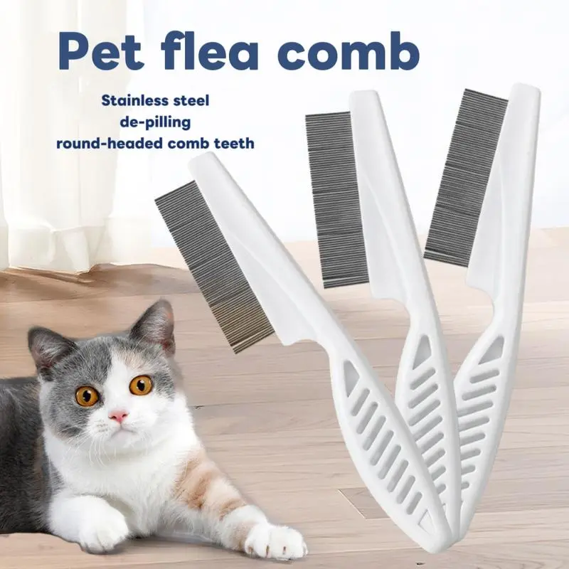 Stainless Steel Pet Flea Comb for Cats & Dogs, Fine Tooth Flea Remover & De-matting Brush with Round Head Teeth, Gentle Grooming Comb Removes Fleas Dirt Dander Loose Fur, Home Pet Grooming Tool,sohochic