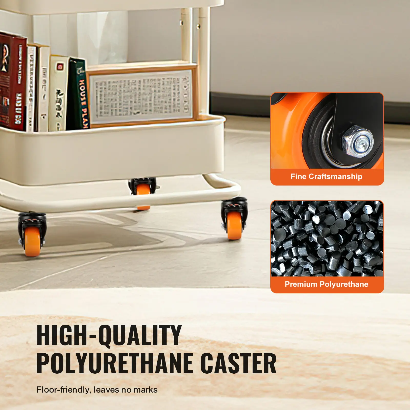 VEVOR Dual Locking Swivel Wheel Casters, 4-Pack 2-in Carbon Steel Polyurethane Wheels, 110 lbs Load Capacity, Rust-Resistant, No Noise, Floor-Friendly Heavy-Duty Industrial Casters, 360° Spin, Easy Installation for Furniture, Carts
