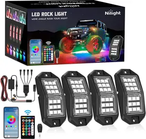Nilight RGB LED Rock Lights Kit 4 PCS 18LED Wide Angle Wheel Well Light with Remote & Bluetooth App Dual Control Multi Modes Underglow Multicolor Neon Pod for ATV UTV SUV Offroad Truck RZR Boat Autos  dealsforyoudays