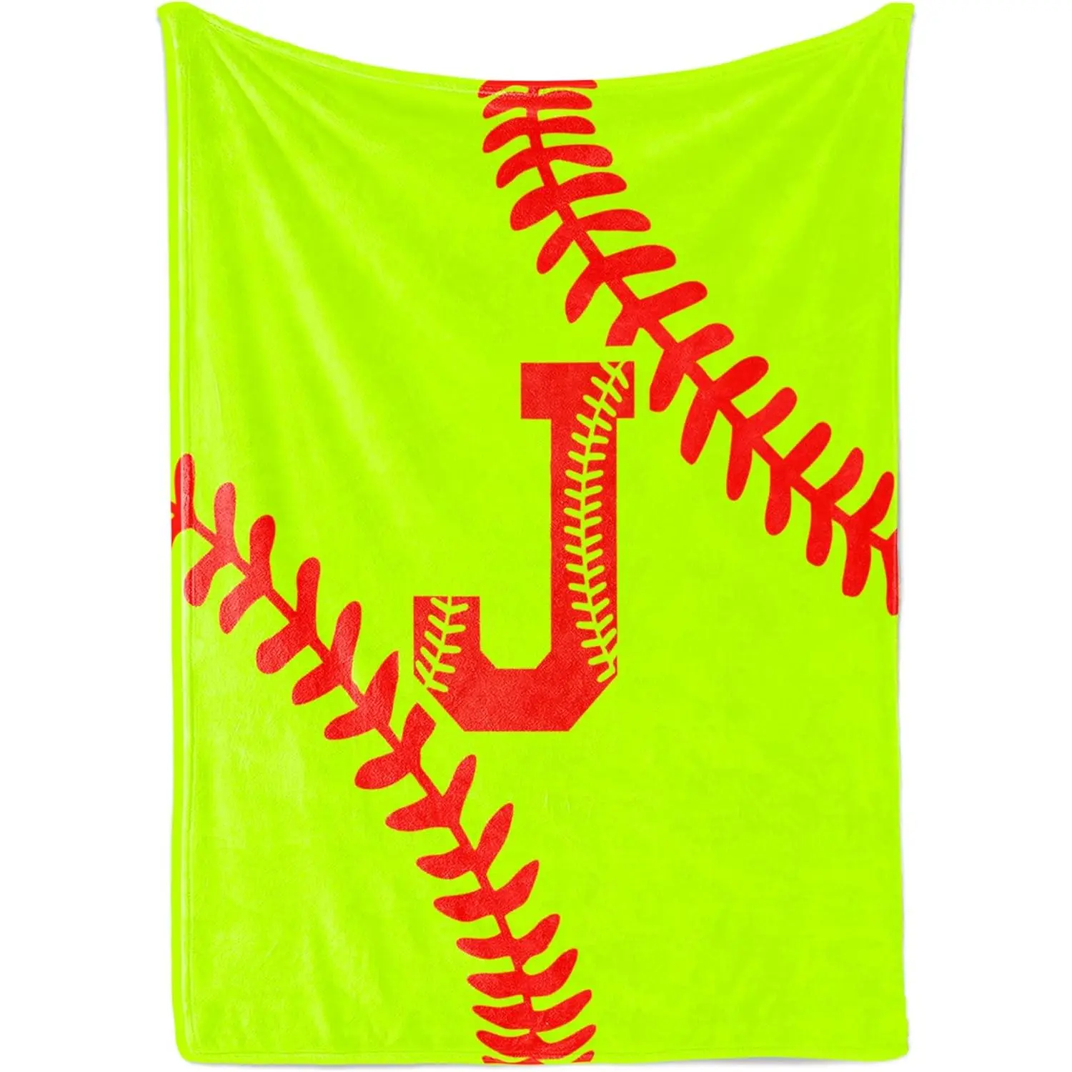 300gsm Flannel Fabric A-Z Initial Softball Throw Blanket - Breathable, Modern, Multi-Size Soft Bedding Accessory for Bed, Sofa, Unique Gift for Softball Enthusiasts, Softball Enthusiast