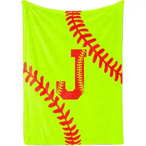 Softball Letter A-Z Blanket, Softball Gifts, Initial 300gsm Flannel Throw Blankets  Softball Gifts for Girls Women Team Players Coach Unique Gifts for Sports Lovers, Soft Flannel Blankets for Bed Travel Sofa Living Room Decoration Gifts
