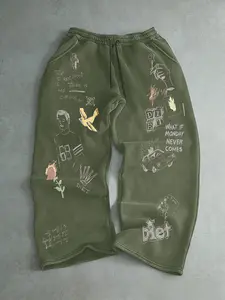 Casual Loose-Fit Sweatpants, Drawstring Waist, Comfortable Street Style, Perfect for Daily, Sports, and Gatherings