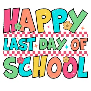 Happy Last Day Of School Retro Check Direct To Film Print, DTF Print