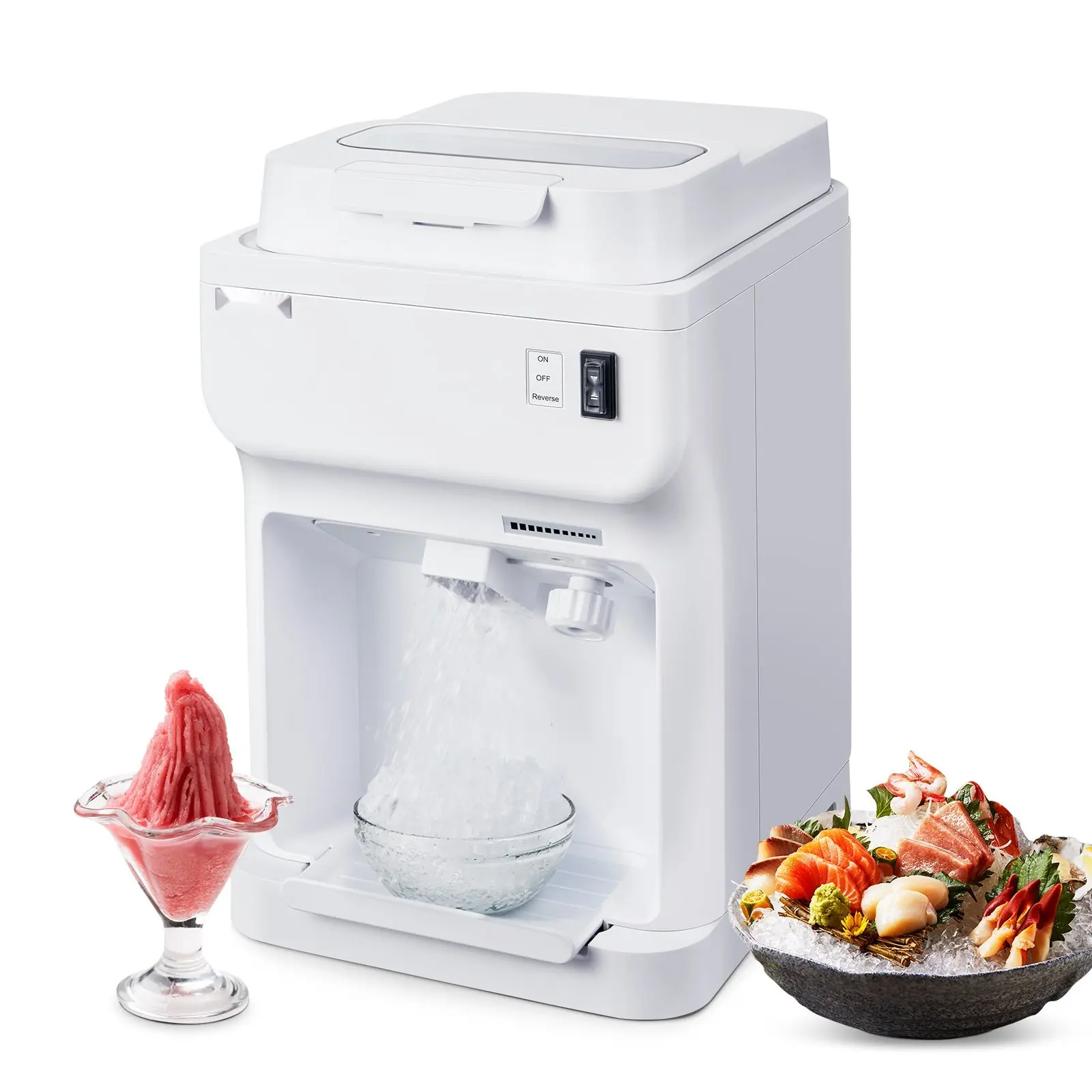 Commercial Electric Ice Shaver Machine With 220 Lbs Per Hour Output For Snow Cones And Shaved Ice, Industrial Grade Snow Cone Crusher, White Finish, Easy Operation, Durable Stainless Steel Construction, Restaurant Quality