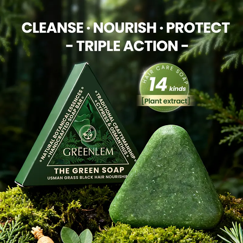 2pcs Usman Grass Shampoo Bar, Strengthens Smooths Hair,Natural Handmade Shampoo Bar For All Hair Types,Herbal Solid Shampoo