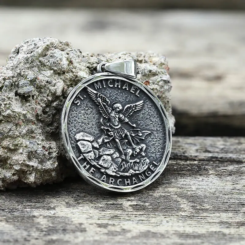 GTHIC St. Michael Archangel Stainless Steel Pendant for Men and Women Fashion Accessories Daily Wear Creative Gifts