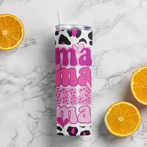 Mama Pink Print 20oz Skinny Tumbler - Ideal for Drinking in a Stylish Bottle - Drinkware Reusable Washable Cup Bottled Portable Mug