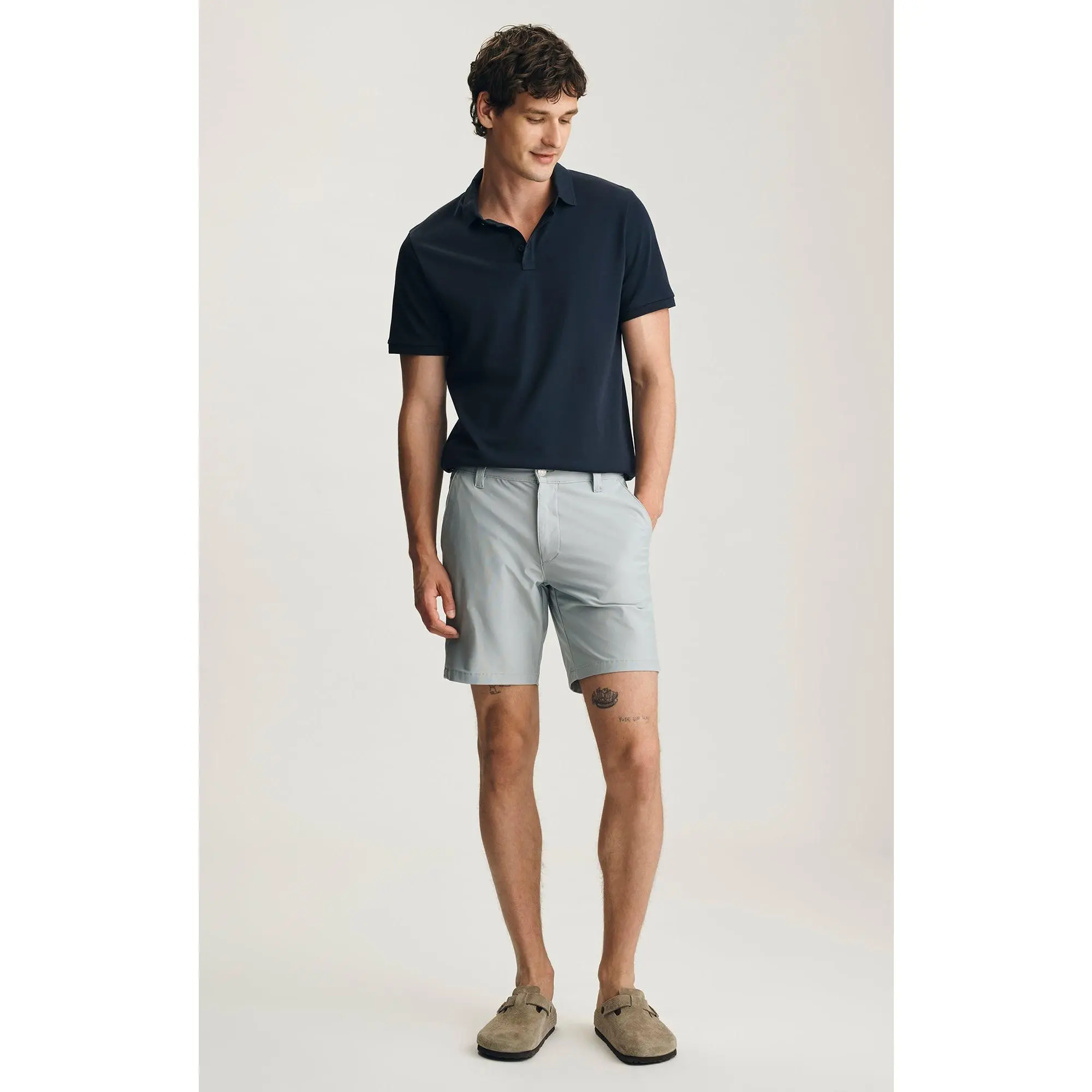 Men's Casual Shorts - Noah Classic Slim-Fitting Trouser Style in 100% Polyester with Tailored Legs, Classic Fit, Plain Fabric, Above Knee Men's Shorts