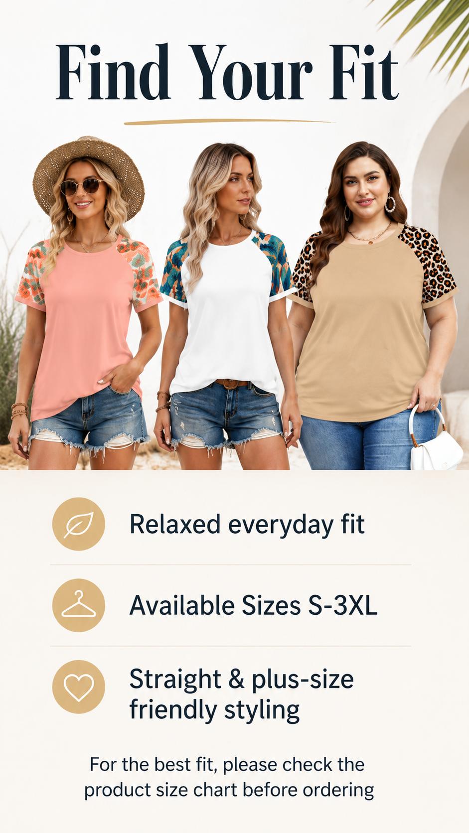 WIHOLL SwimWeek Women's Casual Polyester Colorblock Short-Sleeve Raglan Shirts, Summer-Spring Fashion Vacation Outfits