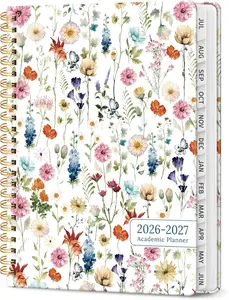 2026-2027 Academic Year Hardcover Planner, Jul 2026-Jun 2027 Monthly & Weekly Calendar Agenda Book with Tabs, 6.3"x8.5" Wildflowers Design, for Teachers & School Office Supplies