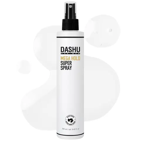 DASHU Mega Hold Super Hair Spray 8.45 fl oz – Ultra-Strong Fixation, Hairspray for Women & Men, Dryness Prevention, Natural Finish, Easy Wash-Out