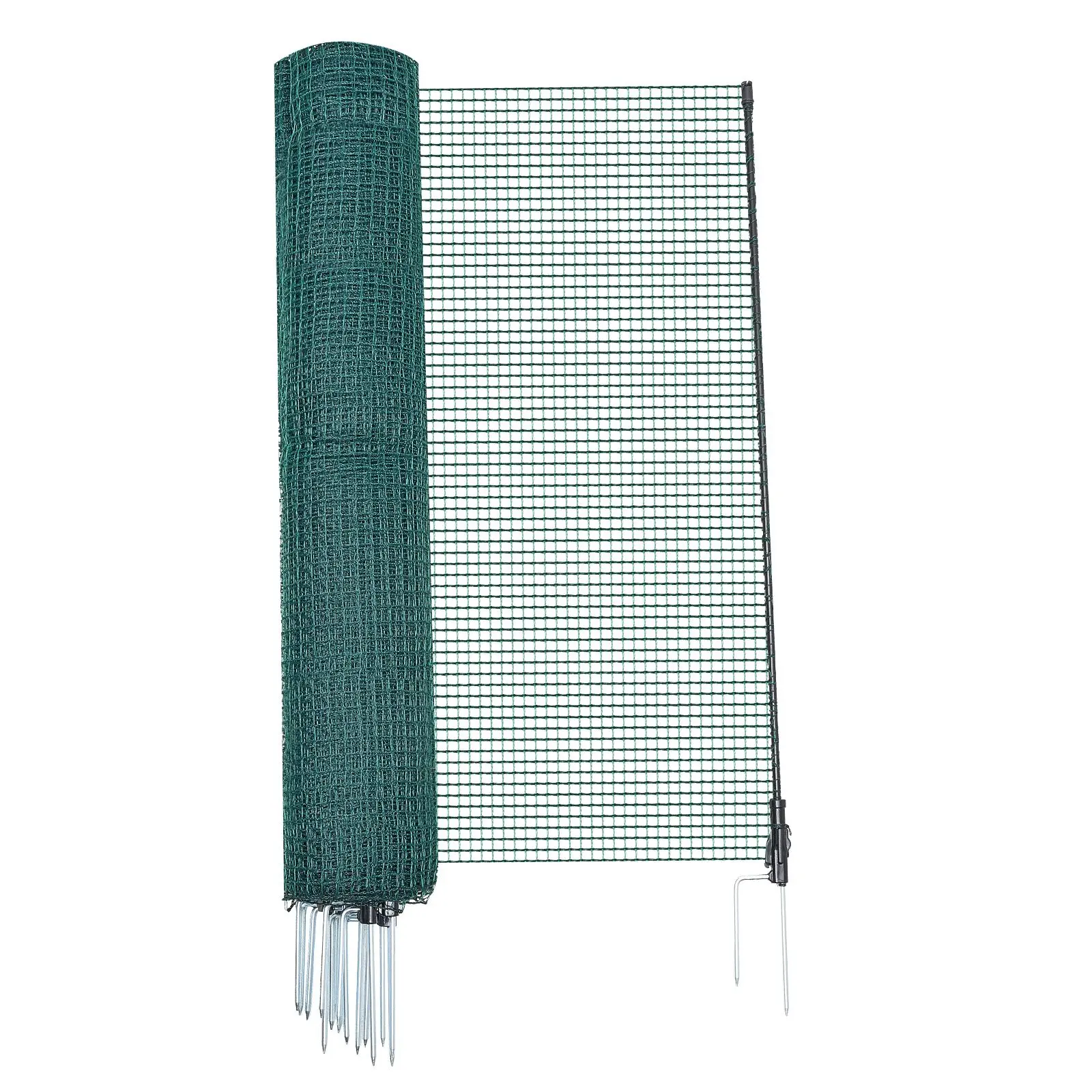 【DealsForYouDays】VEVOR  Temporary Fence with Posts, 3 x 49.2 FT Plastic Mesh Fencing, Garden Safety Fences Netting with Double-Spike Stakes & Guy Ropes, Temporary Fence for Dogs, Chickens, Plants, Outdoor Yards