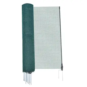 【DealsForYouDays】VEVOR  Temporary Fence with Posts, 3 x 49.2 FT Plastic Mesh Fencing, Garden Safety Fences Netting with Double-Spike Stakes & Guy Ropes, Temporary Fence for Dogs, Chickens, Plants, Outdoor Yards