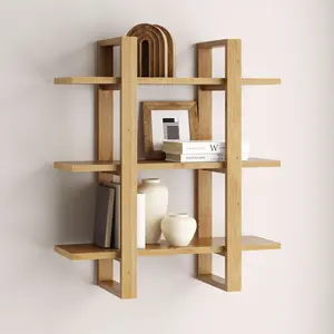 Solid Wood Adjustable Wall Shelf Warm Pine