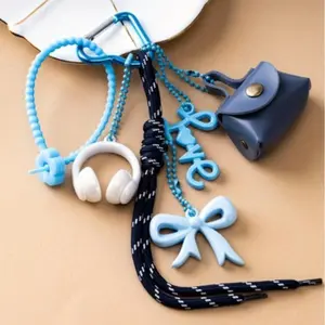 Cartoon 3D Headphone Leopard Purse Charm Keychain, Lightweight Bag Pendant for Backpacks Totes Keys, Fashion Decorative Lanyard Accessory, Lovely Gift Idea for Women Teens Daily Street Style
