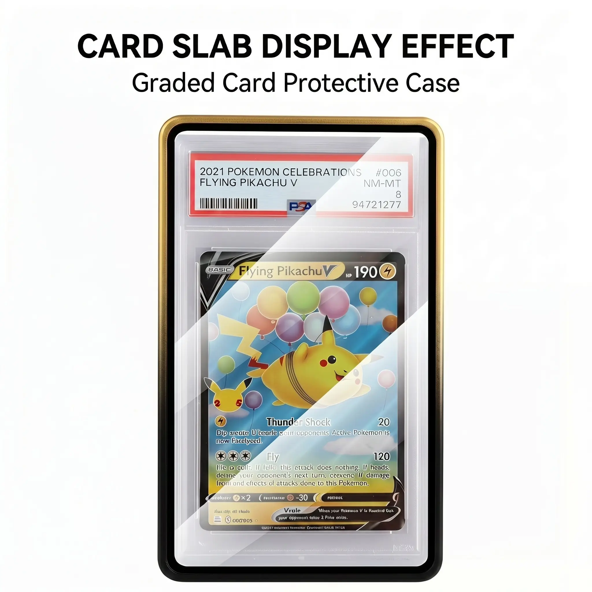 Graded Sports Trading Card Magnetic Display Case - Premium Finish Rectangular Metal Protector, UV-Tempered Glass with Oleophobic Coating, Compatible with PSA 35pt Slabs for Collectibles