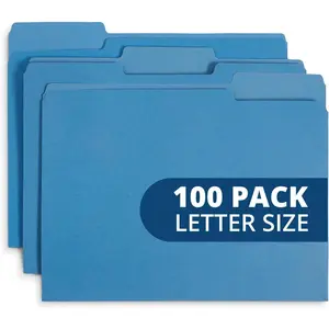 File Folder 1/3 Cut Tab Letter Size Blue Great for Organizing and Easy File Storage 100 Per Box
