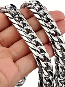 Punk Style Stainless Steel Cuban Chain Necklace, Chunky Chain Choker, Fashion Jewelry for Party, Daily Clothing Decor, Trendy All-match & Exquisite Jewelry for Birthday Gift,Gifts For Dad