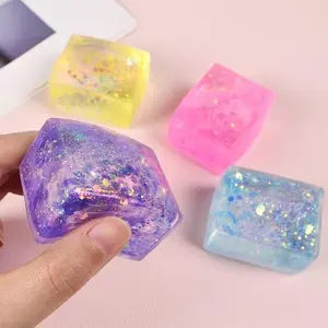 Aurora Malt Ice Cube Sensory Toy, Soft Tofu Slow Bounce Stress Ball, Square Plastic Fidget Squeeze for Office Break Room Party gifts