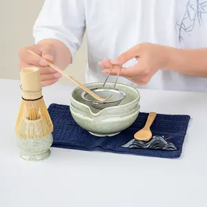 Japanese Matcha Tea Set 7 Piece Kit, Includes Ceramic Whisk and Bowl with Spout, Perfect Gift Box, New Arrival