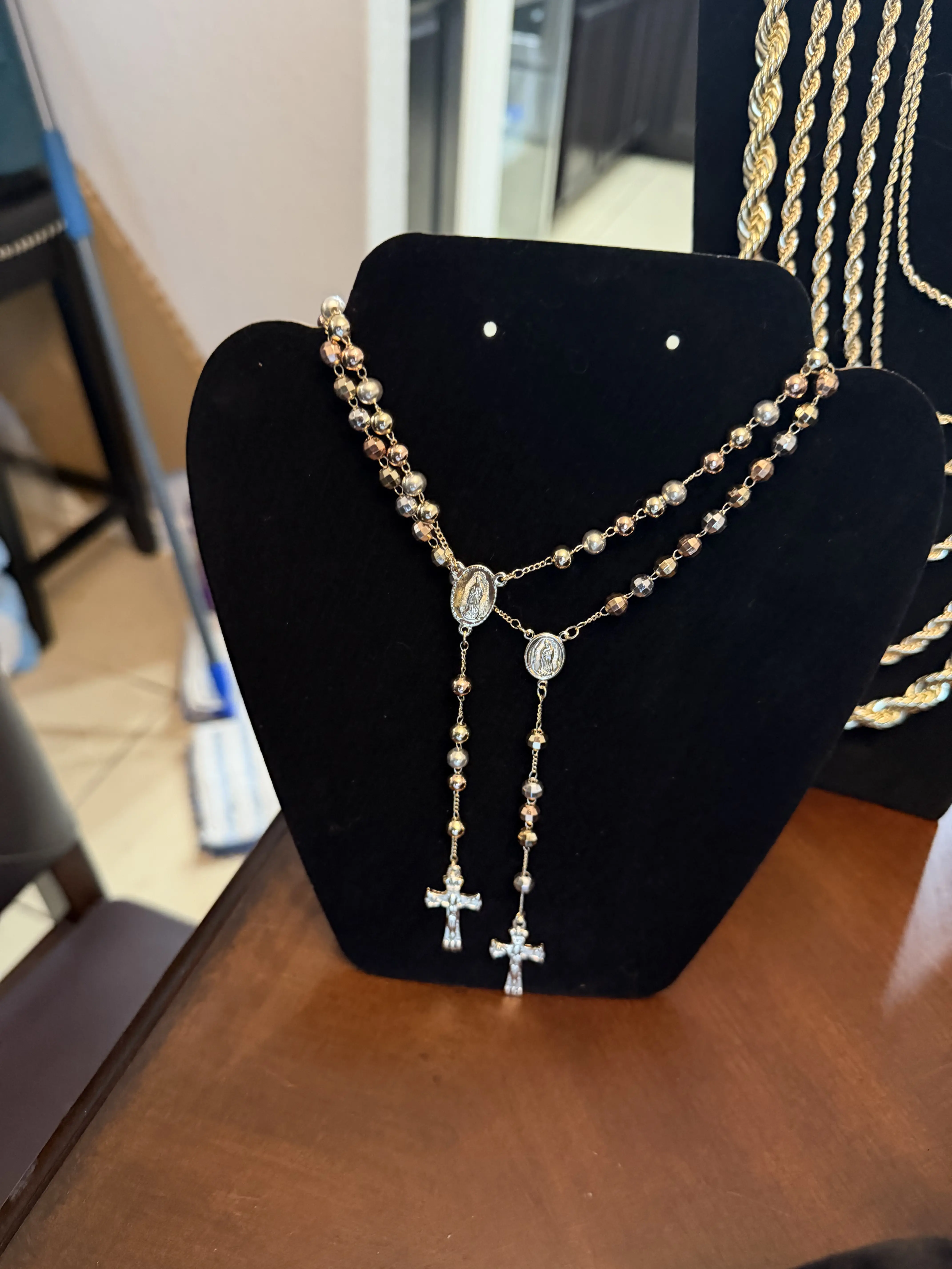 gold filled rosary necklace