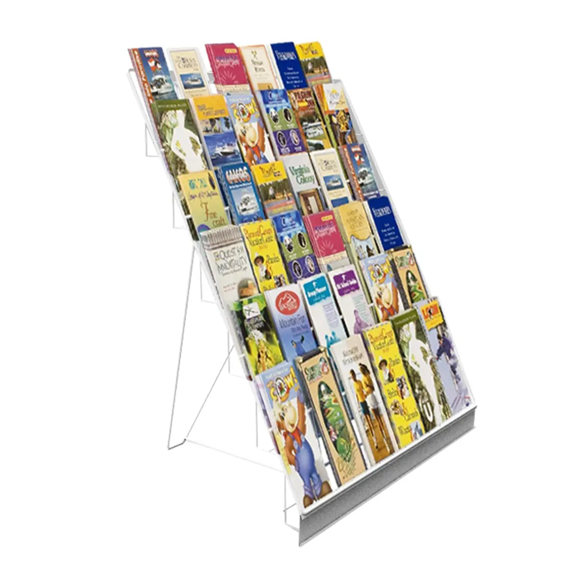 FixtureDisplays 6-Tiered White Wire Display Rack 25.0" x 22.6" x 20.0" for Tabletops, 2.5" Open Shelves, Greeting Card, Book, Craft, CD, DVD 119356-NF