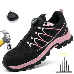 Women Rotary Buckle Safety Shoes Puncture And Smash Resistant Lightweight Sole Breathable Upper Work Shoes Indestructible steel toe Shoes