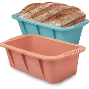 Silicone Bread Loaf Pan, 2 Rectangular Baking Mold Pans for Oven, Bread, Cake, Easy Release