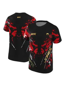 2026 Summer UFC JONES fighting and boxing fans' fashionable quick-drying and breathable T-shirt men's short-sleeved training top Gym Athletic Clothes