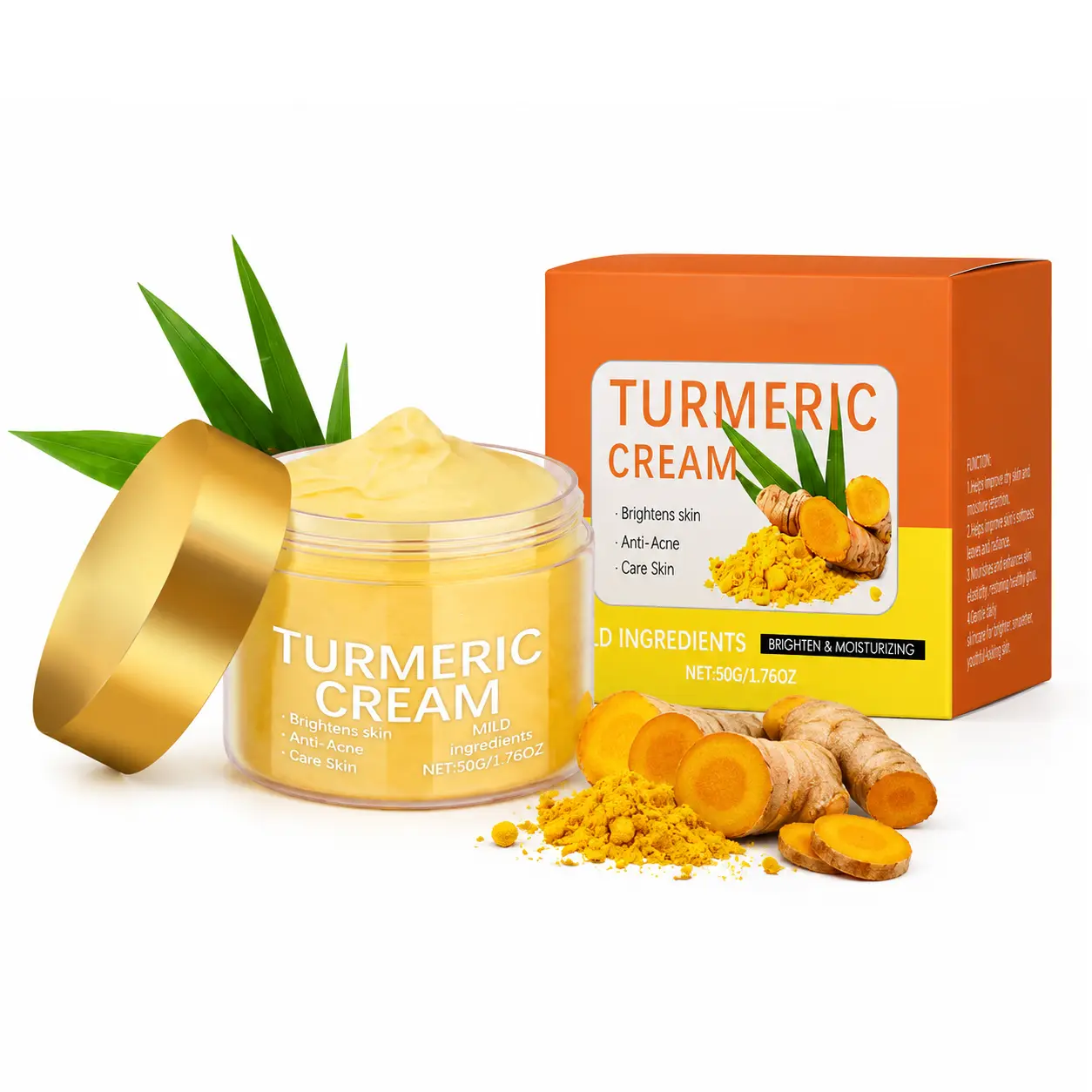 Turmeric Face Cream with 30% Vitamin C – Glow Booster, Anti-Aging & Skin Repair Moisturizer for Dark Spots, Hydration & Radiance – Vitamin C Cream for All Skin Types (1.76 fl oz)