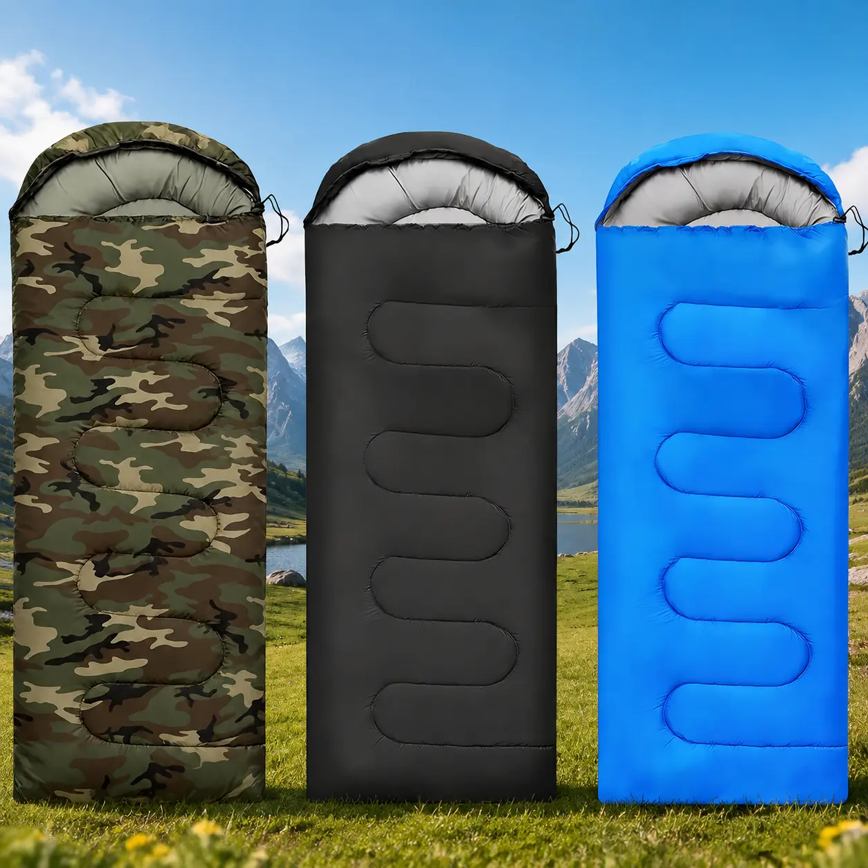 Camping Sleeping Bag - Thick Durable Outdoor Sleeping Bag with Waterproof Windproof Outer Shell, Soft Warm Heat-Locking Lining, Stain Resistant, Perfect for Hiking, Camping and Outdoor Adventures