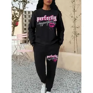 Women's Butterfly Print Sweatshirt & Pocket Sweatpants Set, Casual Long Sleeve Round Neck Pullover & Jogger Pants, Ladies Fall & Winter Sports Clothes