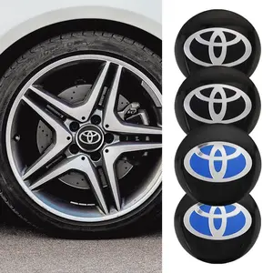 4Pcs 56mm Car Wheel Hub Decal Stickers Rim Decals Decorative Accessories Decal For Cars For Toyota 86 Mirai Supra Prado Alphard Crown Vellfire Sequoia Venza Avalon Prius Camry Yaris RAV4 Highlander Sienna Reiz Auris Harrier Fortuner CHR