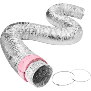 VEVOR 8 Inch Insulated Flexible Duct R-6.0,25 Feet Long with 2 Duct Clamps, Heavy-Duty Three Layer Protection Air Ducting Hose for HVAC Heating Cooling Ventilation and Exhaust Ductwork Insulation