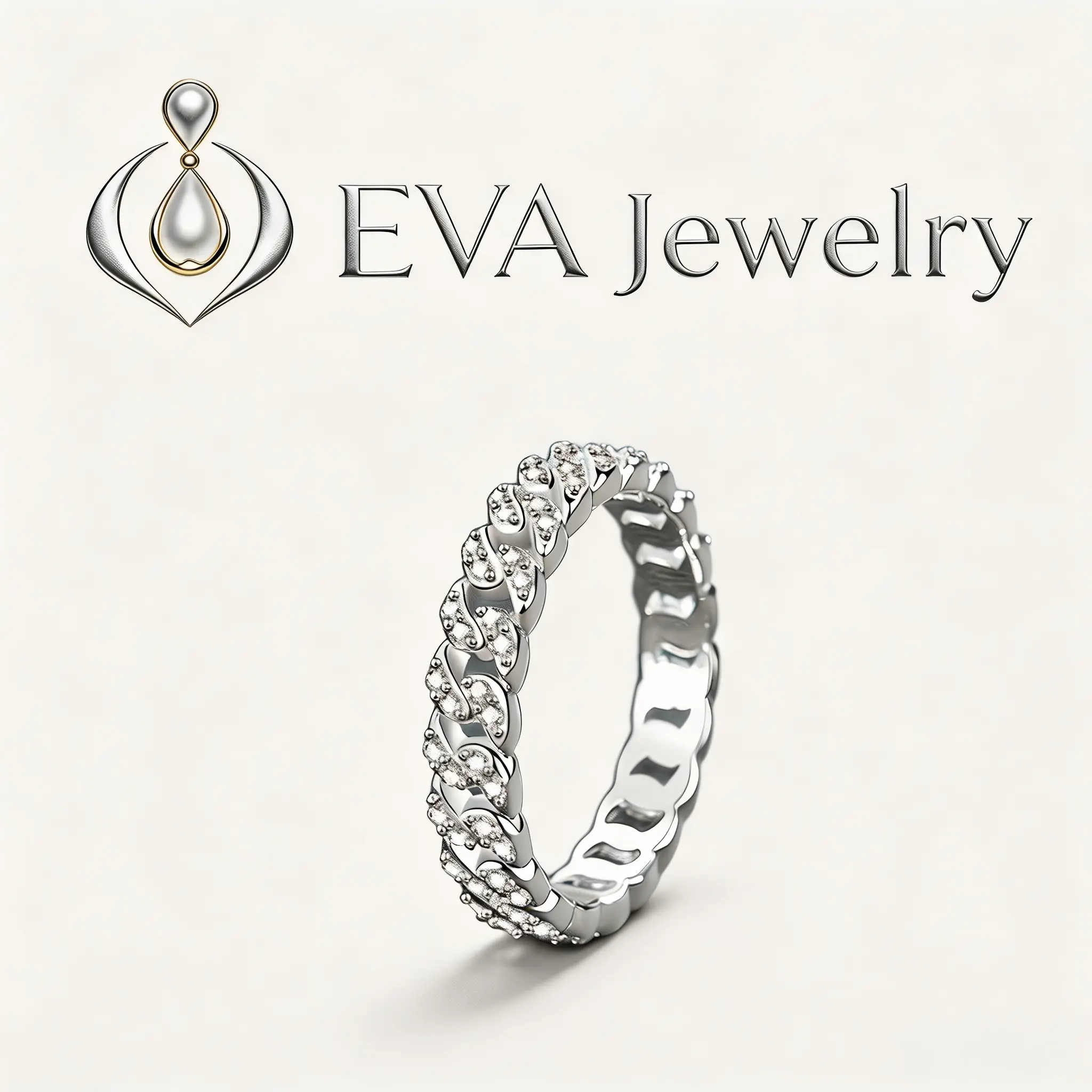 [EVA Jewelry] Infinity Band 925 Sterling Silver Synthetic Moissanite Ring