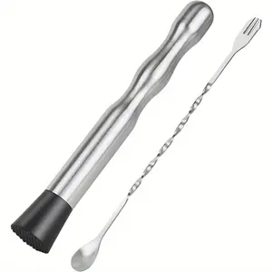 2pcs 9-Inch (Approx. 9.02inch) Stirrer and 10-Inch (Approx. 10.0inch) Bar Spoon, Stainless Steel Cocktail Stirrer, Long Drink Stirrer, Bartender Spoon, Suitable for Mojito Drinks