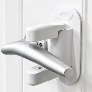 Childproof Door Lever Lock (2 Pack) Baby Proof Door Handle Lock for Child Safety Prevents Toddlers & Pets from Opening Doors Strong Adhesive No Drill Installation Durable ABS Safety Door Lever Lock