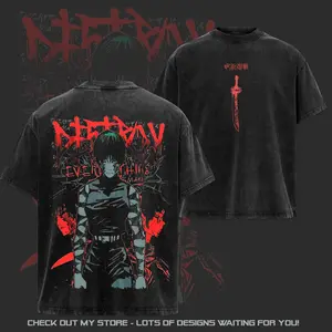 Vintage Jujutsu Kaisen Maki Zenin Washed Tee - Hoodie  | Washed Anime Graphic Tee, Dark Manga Aesthetic Print, Oversized Soft Cotton Streetwear, Unisex Casual Apparel, Summer Outfits, Gift For Him Her, Gift for Anime Fans