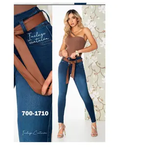 Colombian SEVEN 7 jeans with a high, four-button waistband, push-up effect that enhances the buttocks, a slim fit with tummy control, and a sleek silhouette that accentuates curves. Beautiful jeans