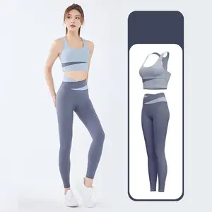 Women's Color Block High Support Workout Set – Compression Running Yoga Outfit, Butt Lifting Gym Set with Sports Bra & Tights, Buttery Soft Naked Feel Breathable Shockproof, Tummy Control for Running Yoga Fitness Daily Training, Sporty Summer#WorkoutSet