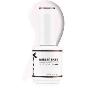 Nicedeco 4 In 1 Rubber Base Gel For Nails, Hema Free Clear Sheer Color Gel Nail Polish UV LED Soak Off, Elastic Rubber Nail Strengthen Enhance Base Coat Color Gel Polish 014